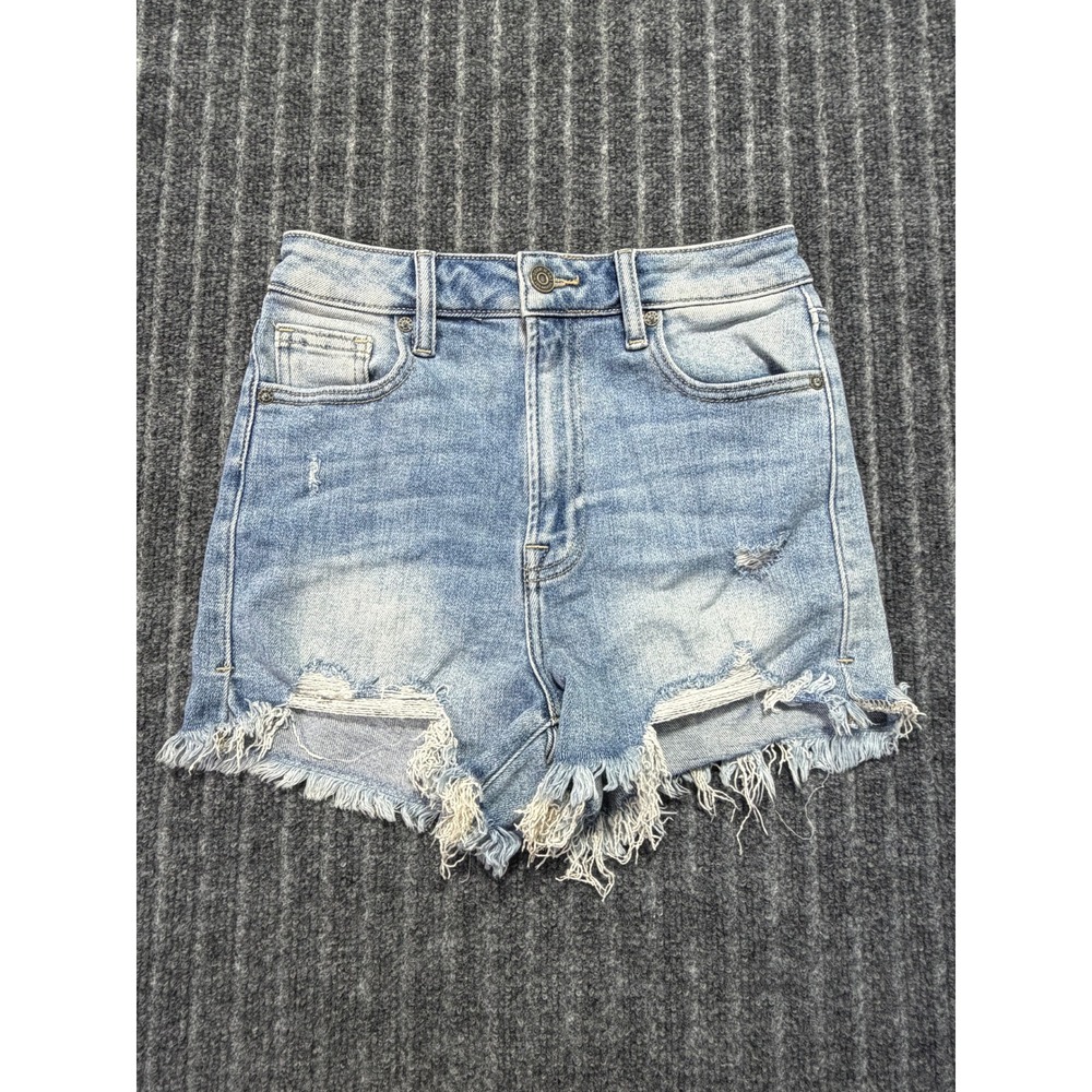 Hidden Denim Shorts Women XS Light Blue Distressed Frayed Raw Hem Boho Festival